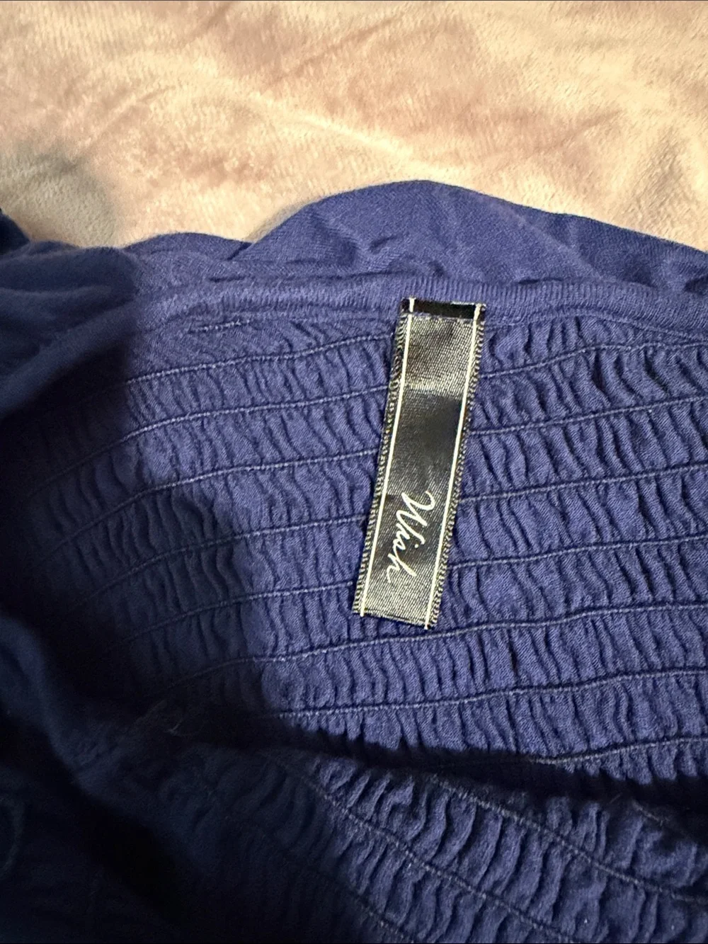 Wish Navy Blue Smocked Tube Dress